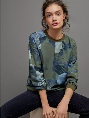 TINY Anthropologie Floral Patchwork Crewneck Blouse Small